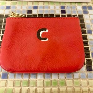 Rebecca Minkoff initial C coin pouch wristlet wallet red. EUC.
